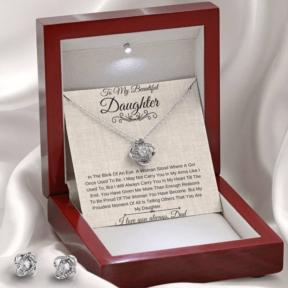 My Daughter- I am so Proud| Love Knot Necklace Set