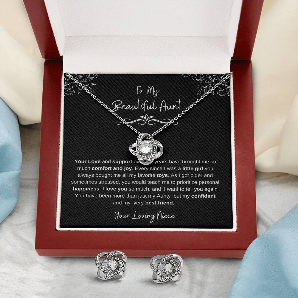 To My Beautiful Aunt-Love Knot Necklace and Earring Set