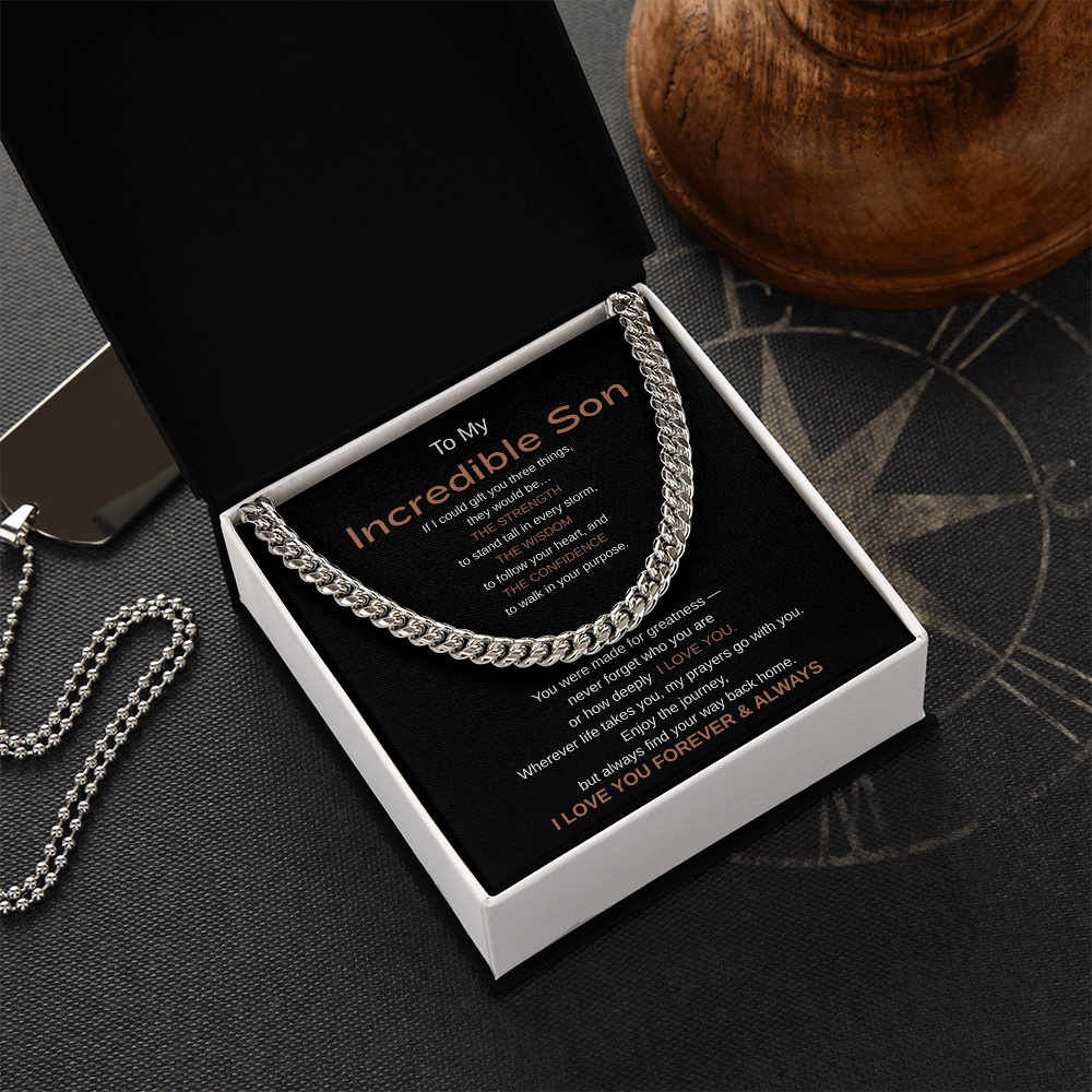 My Incredible Son Cuban Chain Necklace – Inspirational Message Card Gift