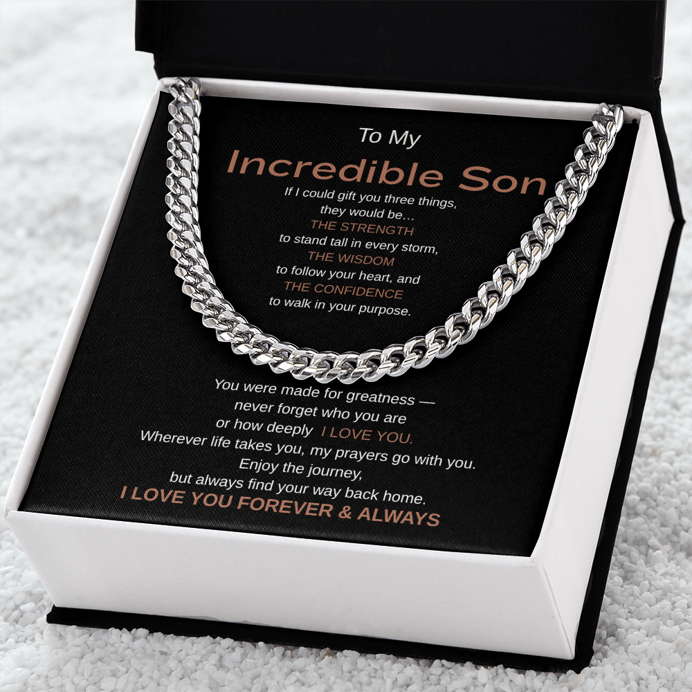 My Incredible Son Cuban Chain Necklace – Inspirational Message Card Gift