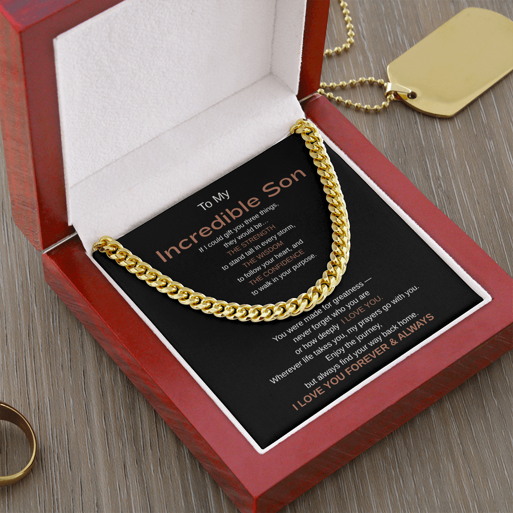 My Incredible Son Cuban Chain Necklace – Inspirational Message Card Gift
