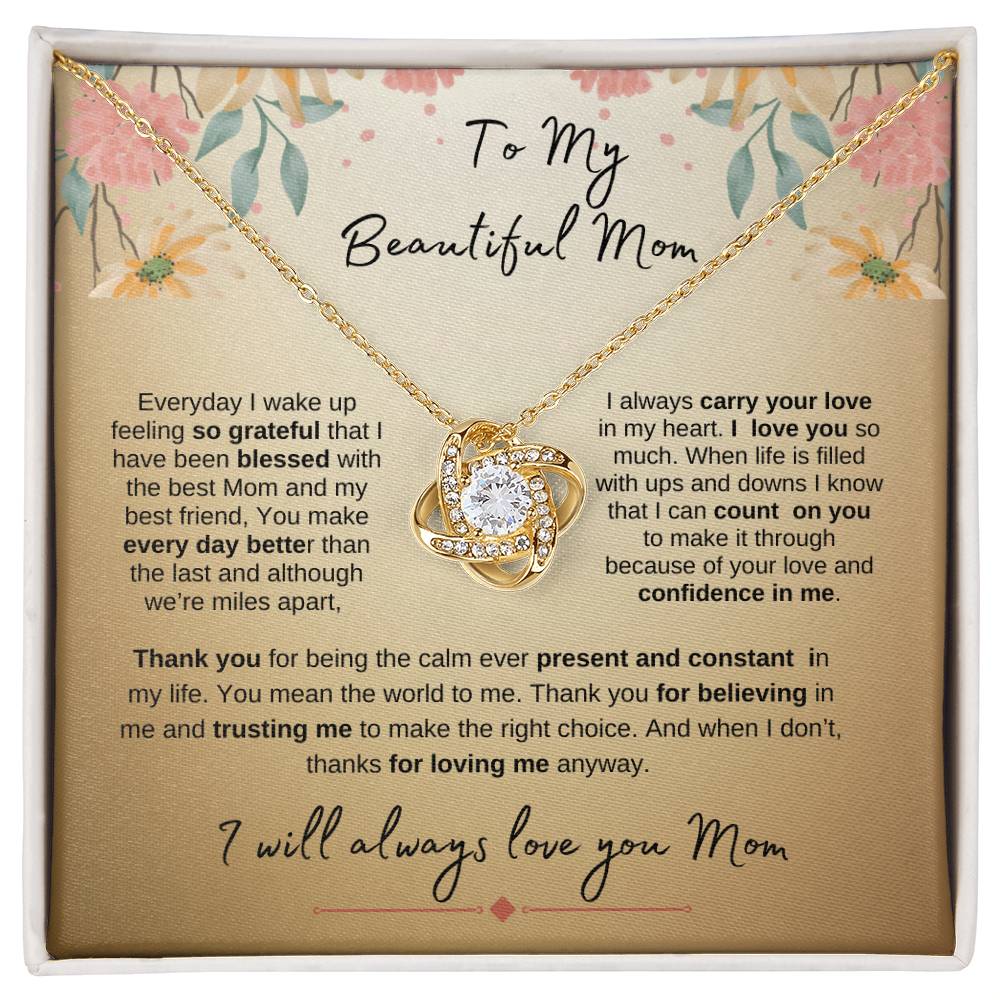 To My Beautiful Mom_ Beautiful Love Knot Gold
