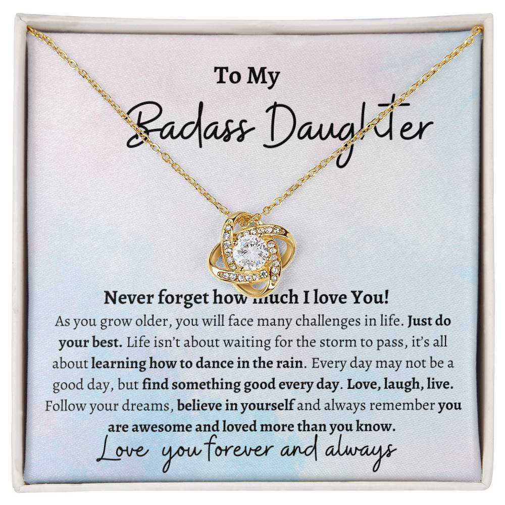 TO MY BADASS DAUGHTER LOVE KNOT NECKLACE