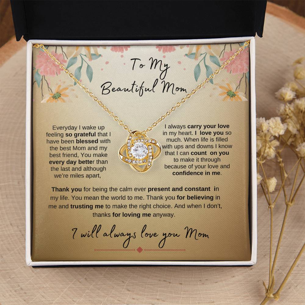 To My Beautiful Mom_ Beautiful Love Knot Gold