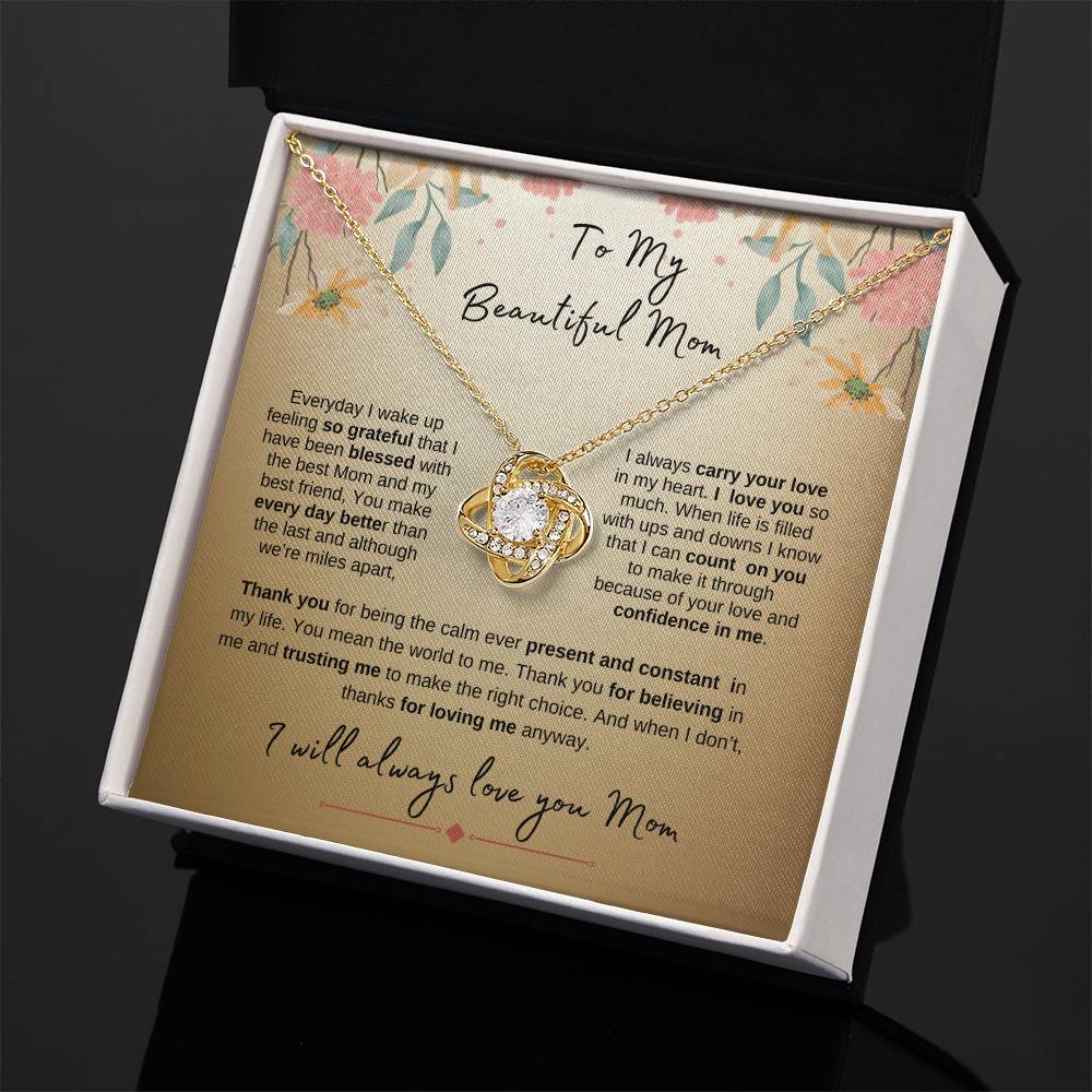 To My Beautiful Mom_ Beautiful Love Knot Gold