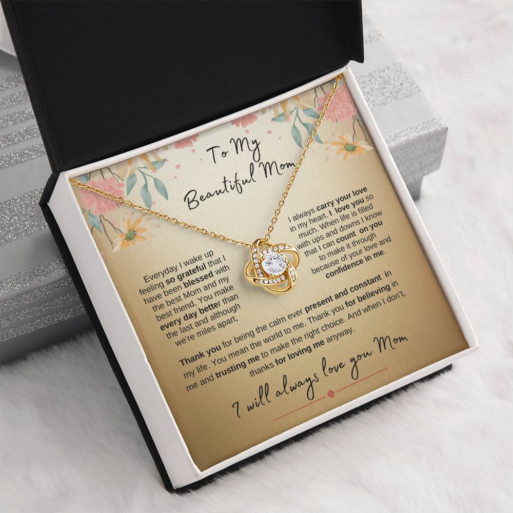 To My Beautiful Mom_ Beautiful Love Knot Gold