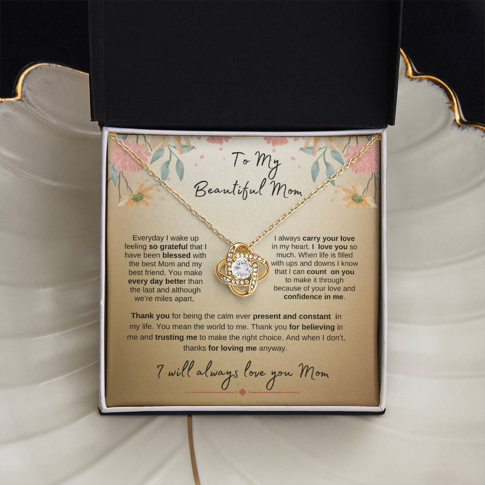 To My Beautiful Mom_ Beautiful Love Knot Gold