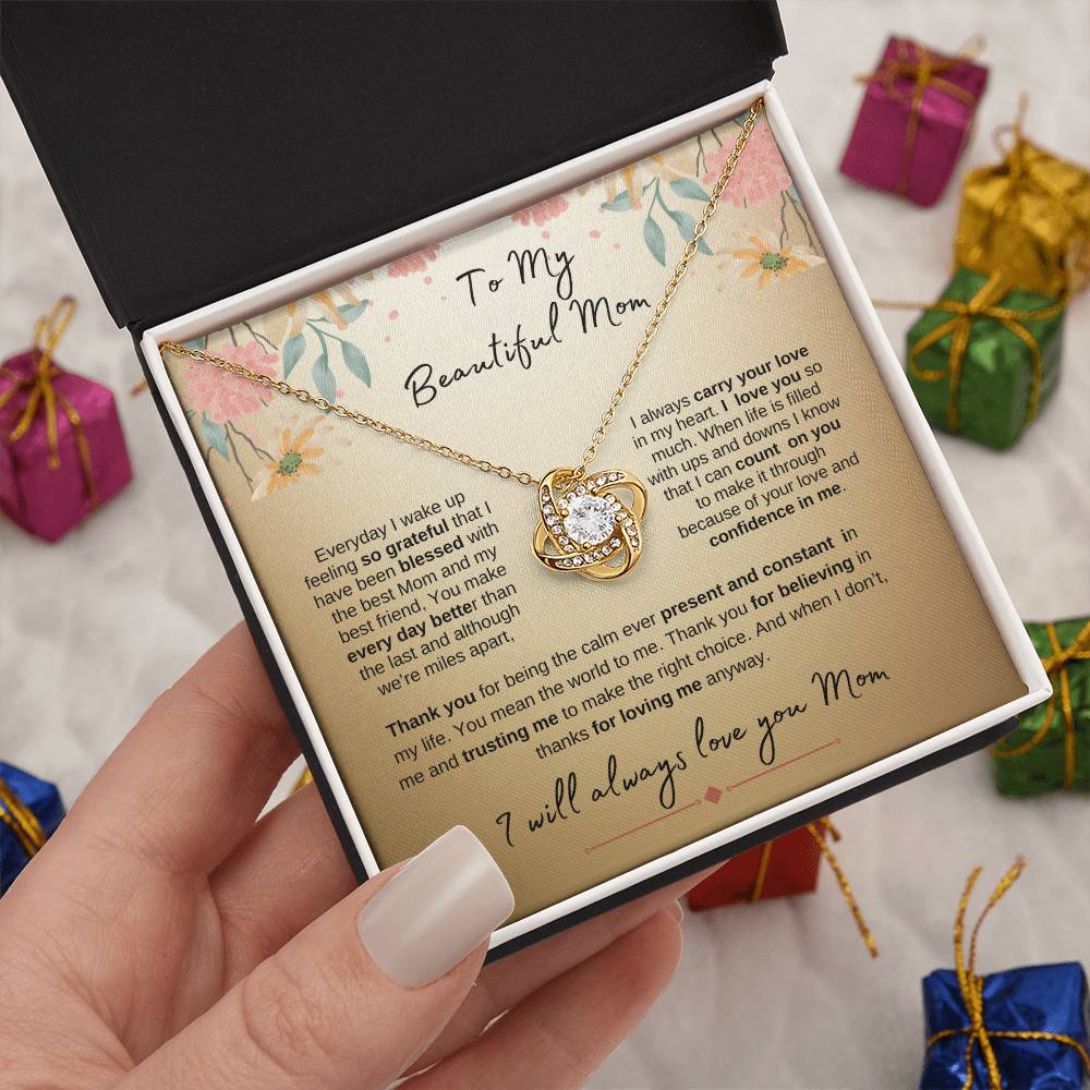 To My Beautiful Mom_ Beautiful Love Knot Gold