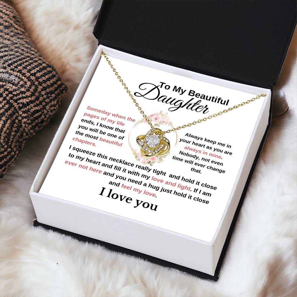 To My Beautiful Daughter-Lovely Love Knot Necklace