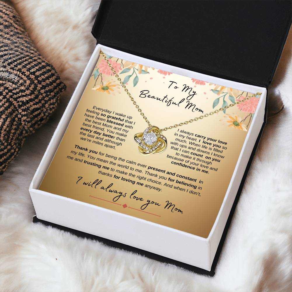 To My Beautiful Mom_ Beautiful Love Knot Gold