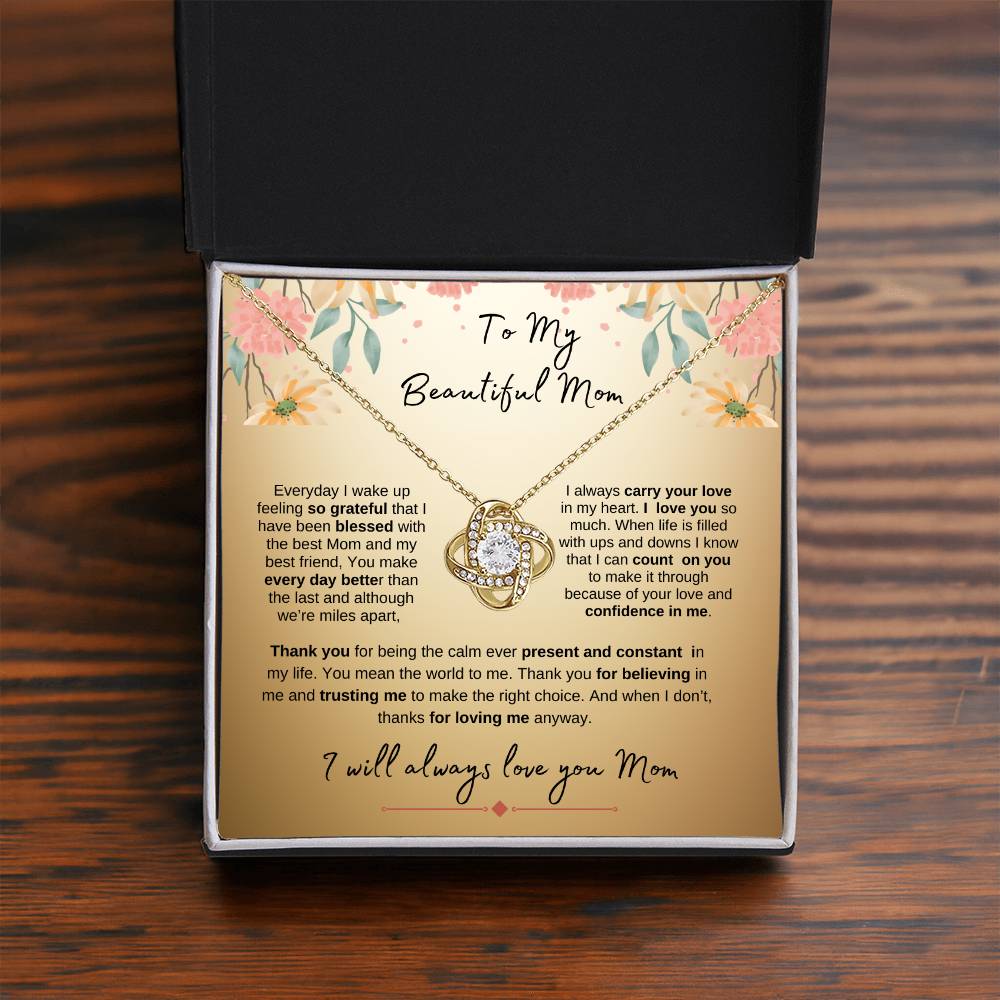 To My Beautiful Mom_ Beautiful Love Knot Gold
