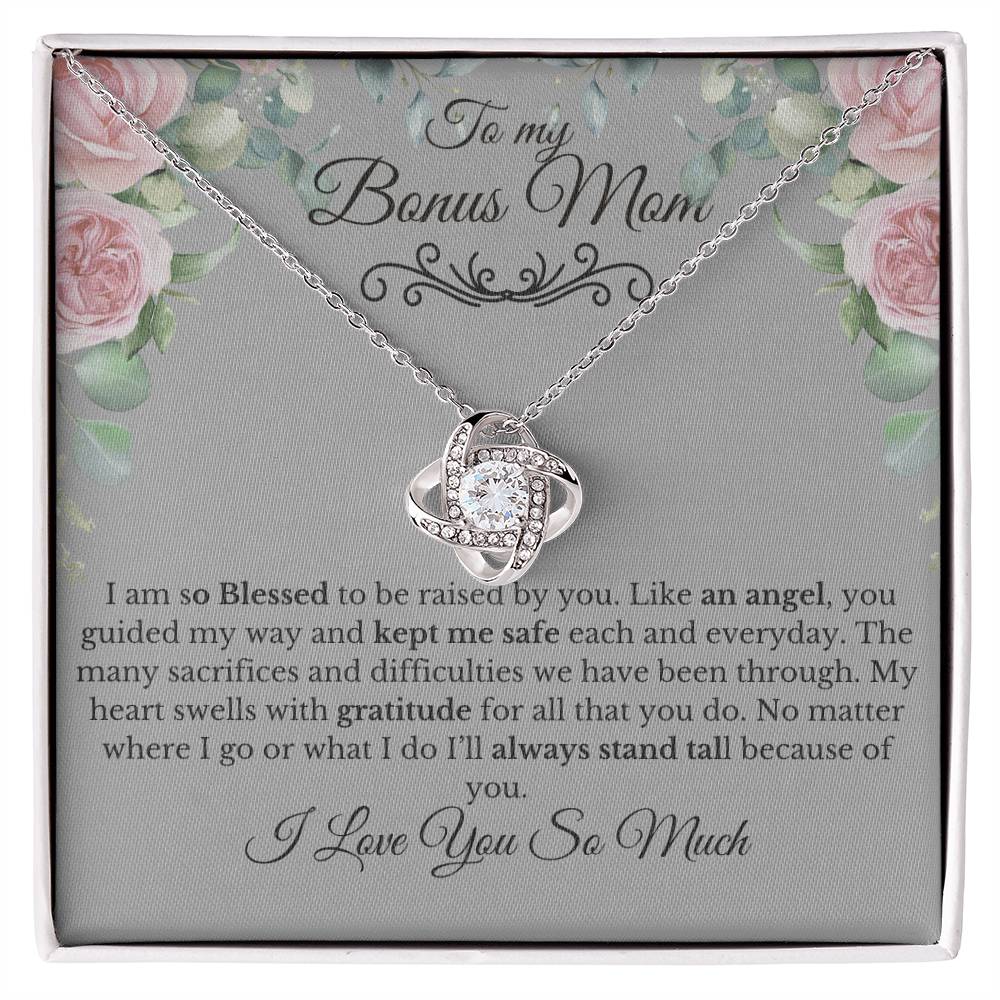 To My Mom-You are my Bonus I Love You |Forever Knot Necklace