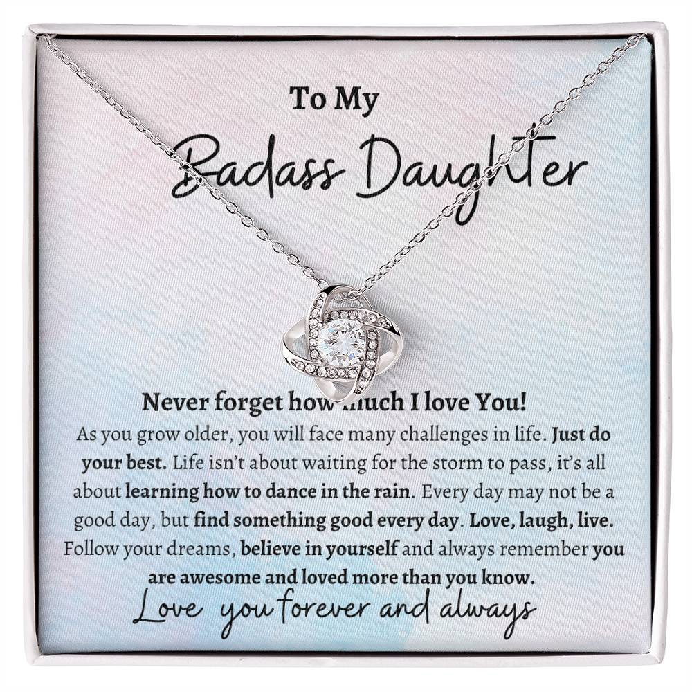 TO MY BADASS DAUGHTER LOVE KNOT NECKLACE