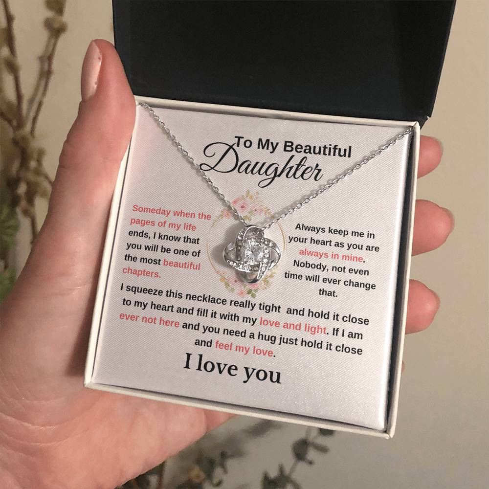 To My Beautiful Daughter-Lovely Love Knot Necklace