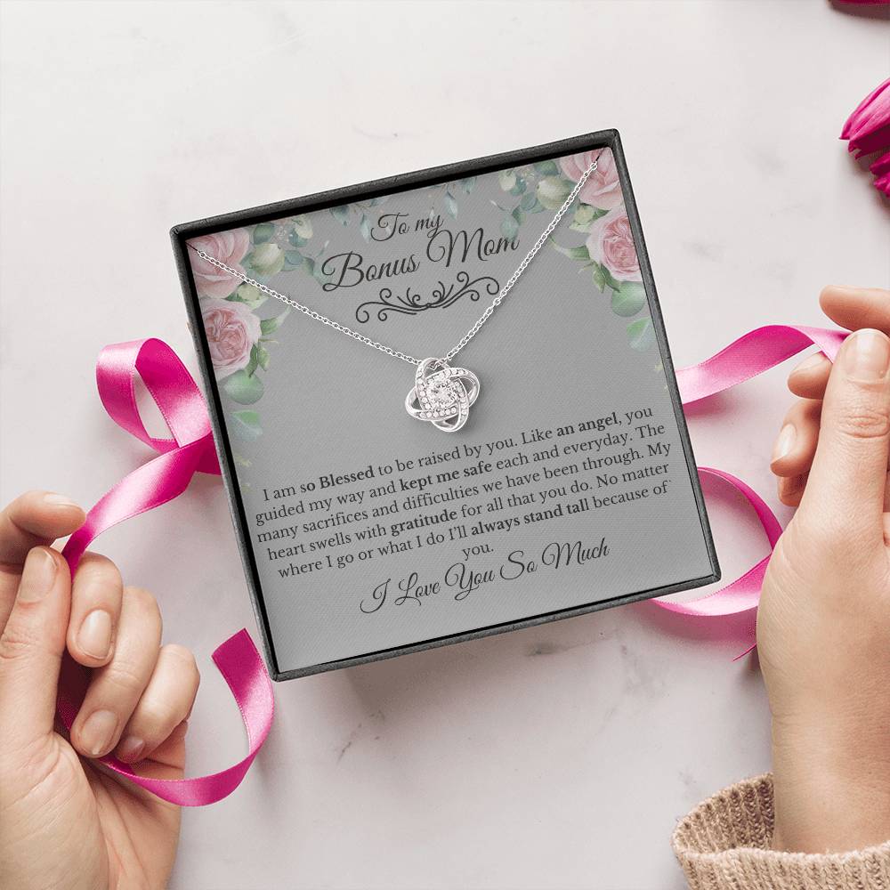 To My Mom-You are my Bonus I Love You |Forever Knot Necklace