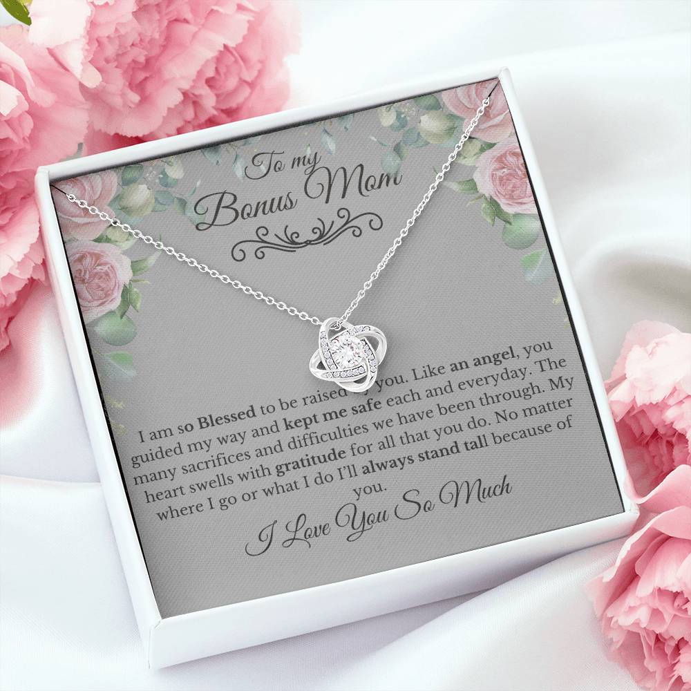 To My Mom-You are my Bonus I Love You |Forever Knot Necklace
