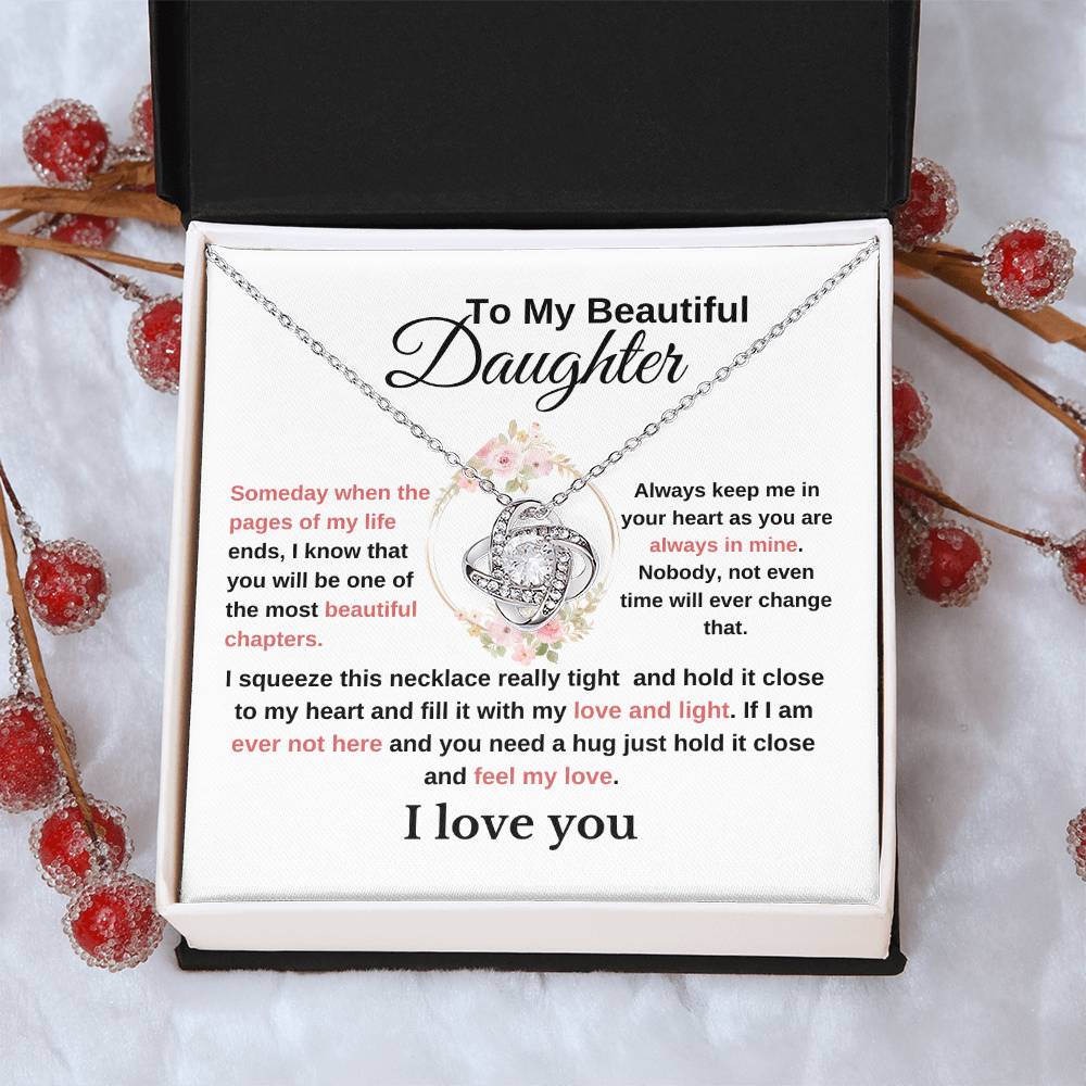 To My Beautiful Daughter-Lovely Love Knot Necklace