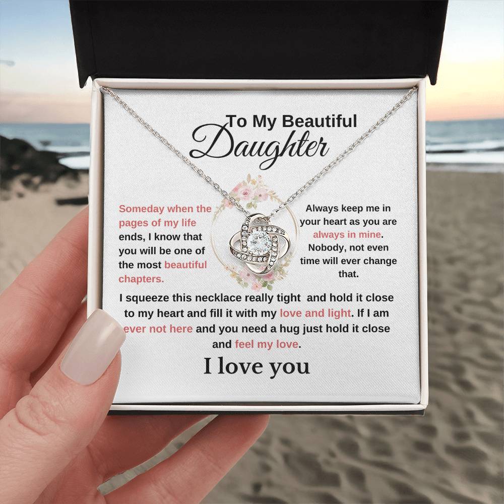 To My Beautiful Daughter-Lovely Love Knot Necklace