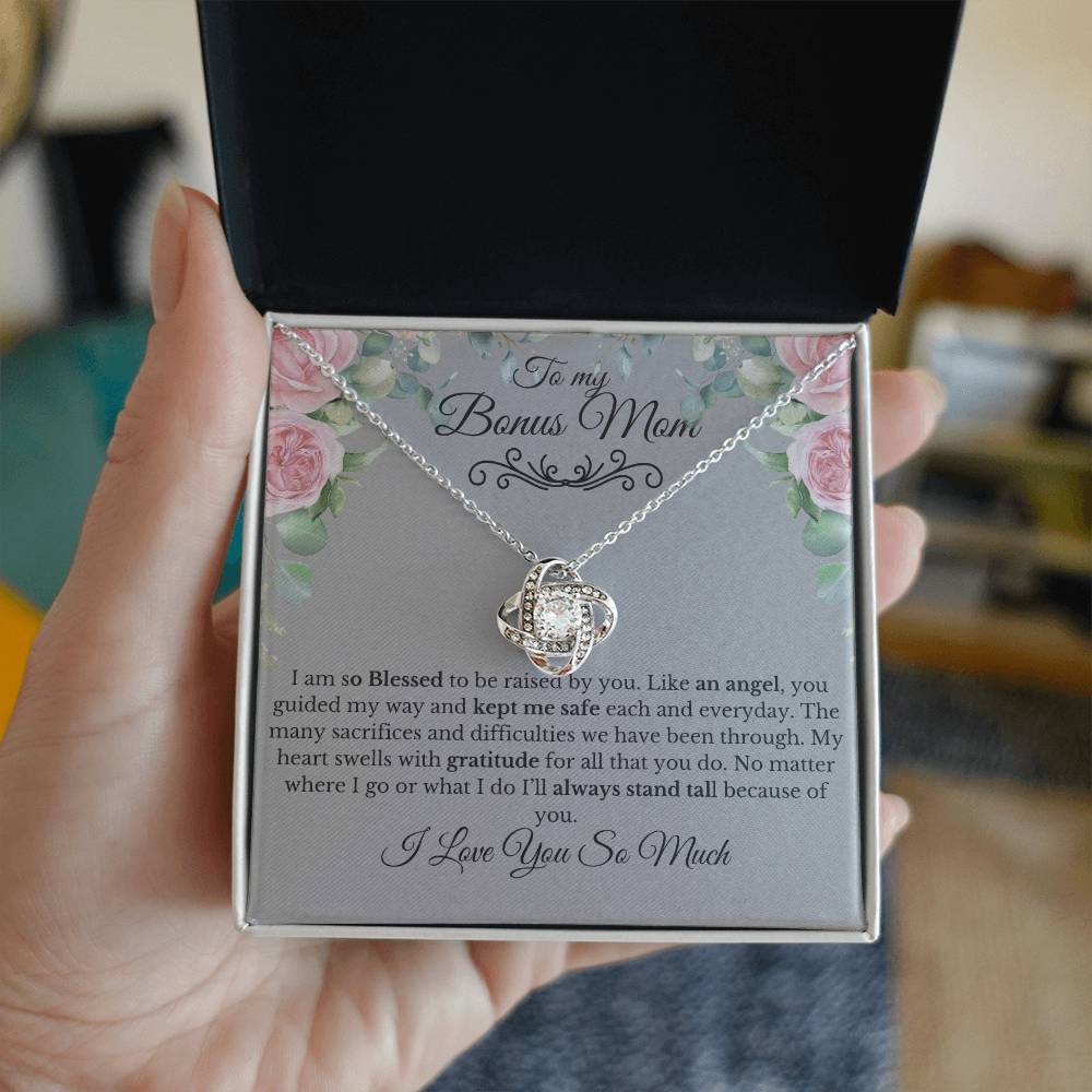 To My Mom-You are my Bonus I Love You |Forever Knot Necklace