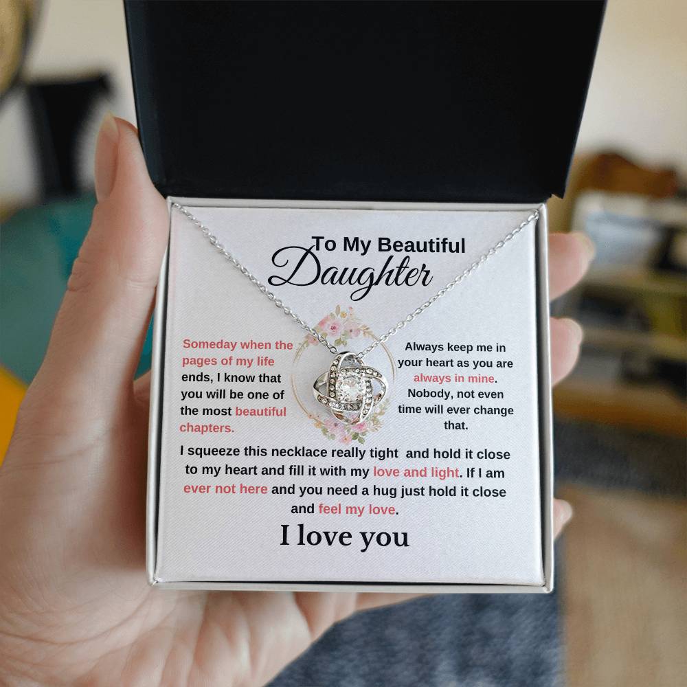 To My Beautiful Daughter-Lovely Love Knot Necklace