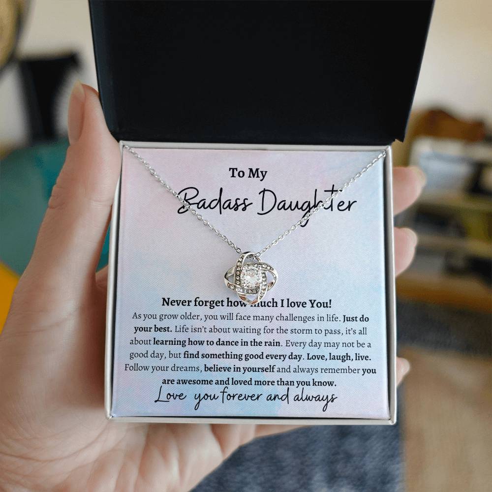 TO MY BADASS DAUGHTER LOVE KNOT NECKLACE