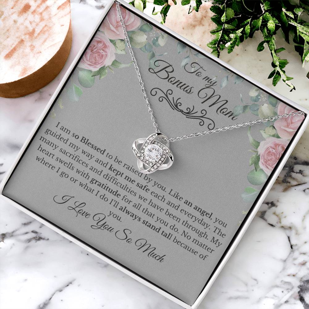 To My Mom-You are my Bonus I Love You |Forever Knot Necklace