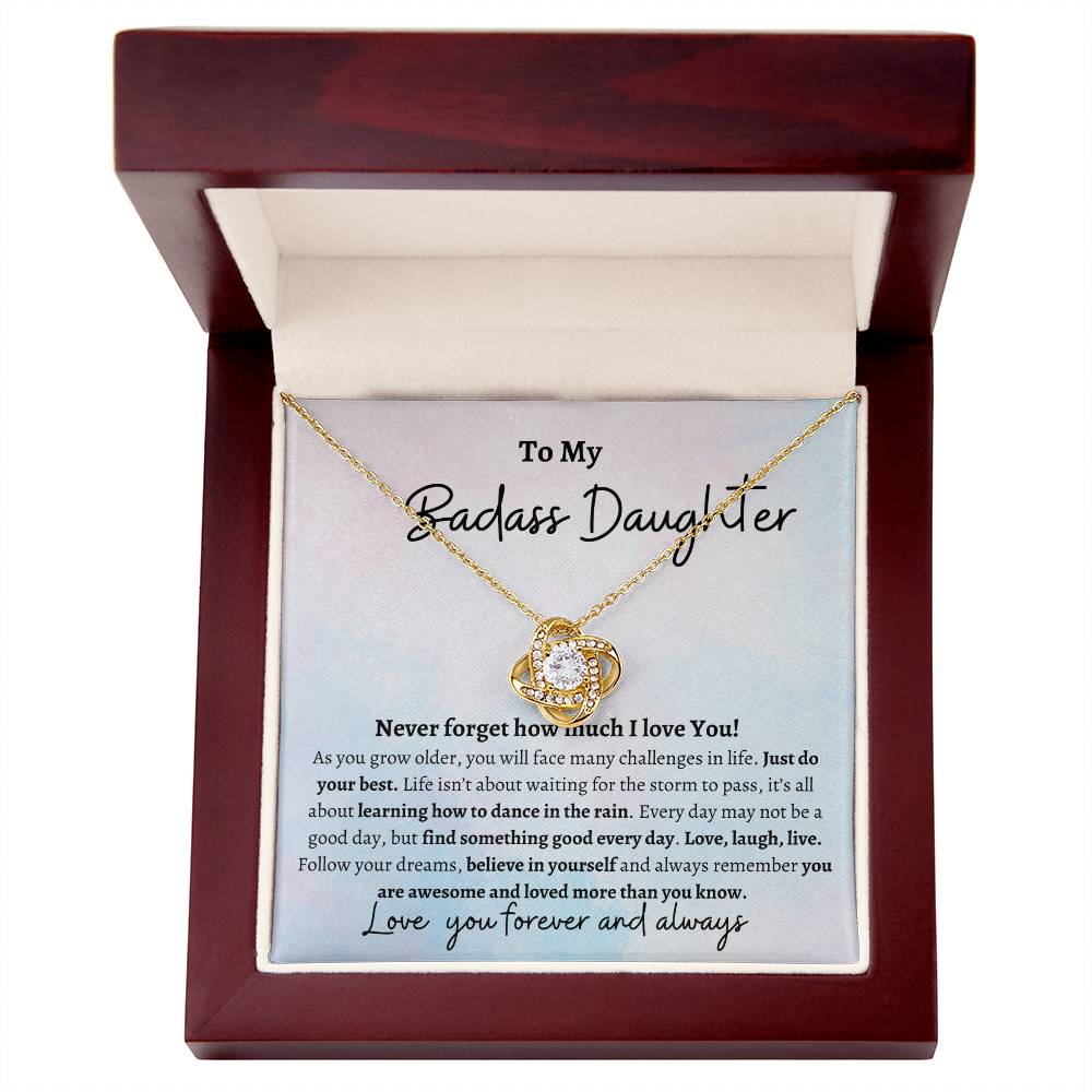 TO MY BADASS DAUGHTER LOVE KNOT NECKLACE