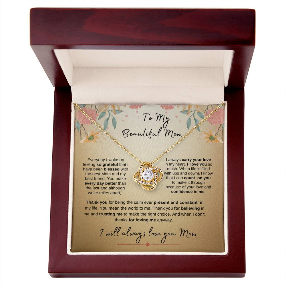 To My Beautiful Mom_ Beautiful Love Knot Gold