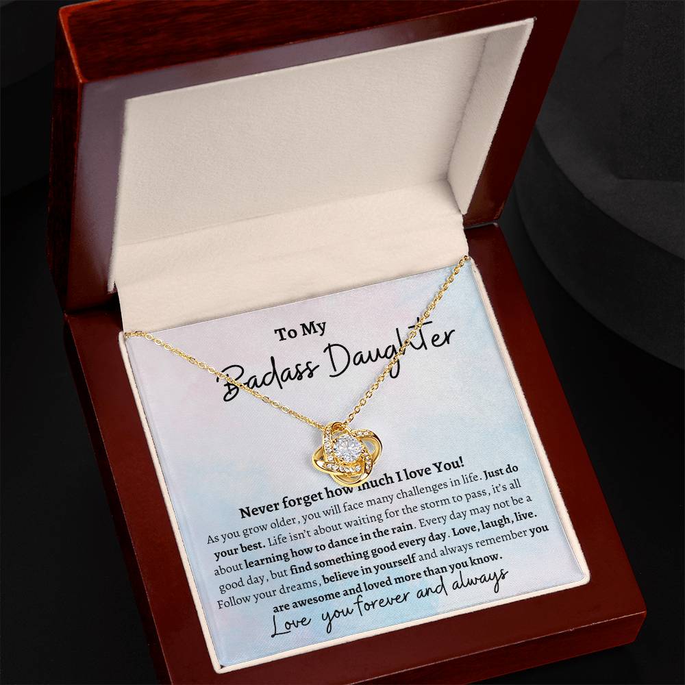 TO MY BADASS DAUGHTER LOVE KNOT NECKLACE