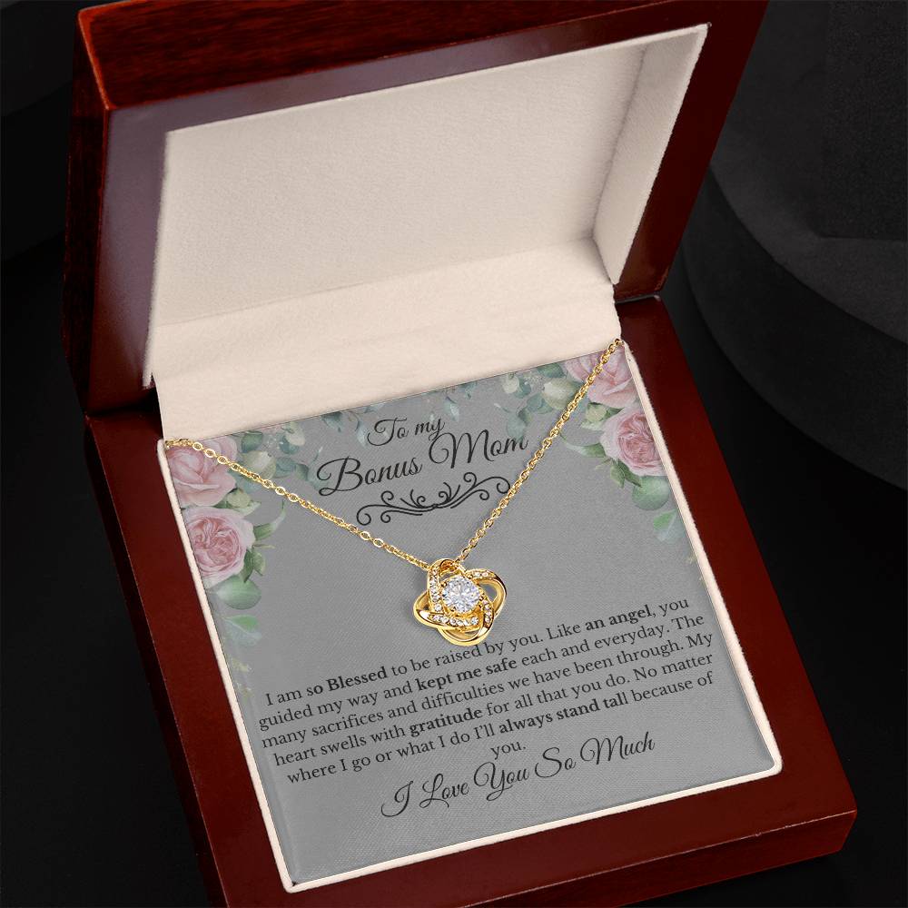 To My Mom-You are my Bonus I Love You |Forever Knot Necklace