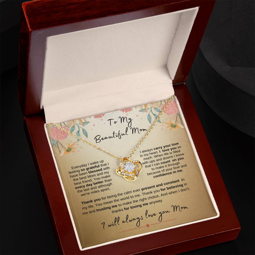 To My Beautiful Mom_ Beautiful Love Knot Gold