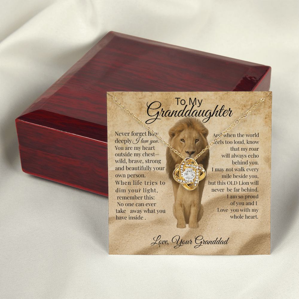 To My Granddaughter – Lion Heart Necklace Gift from Dad