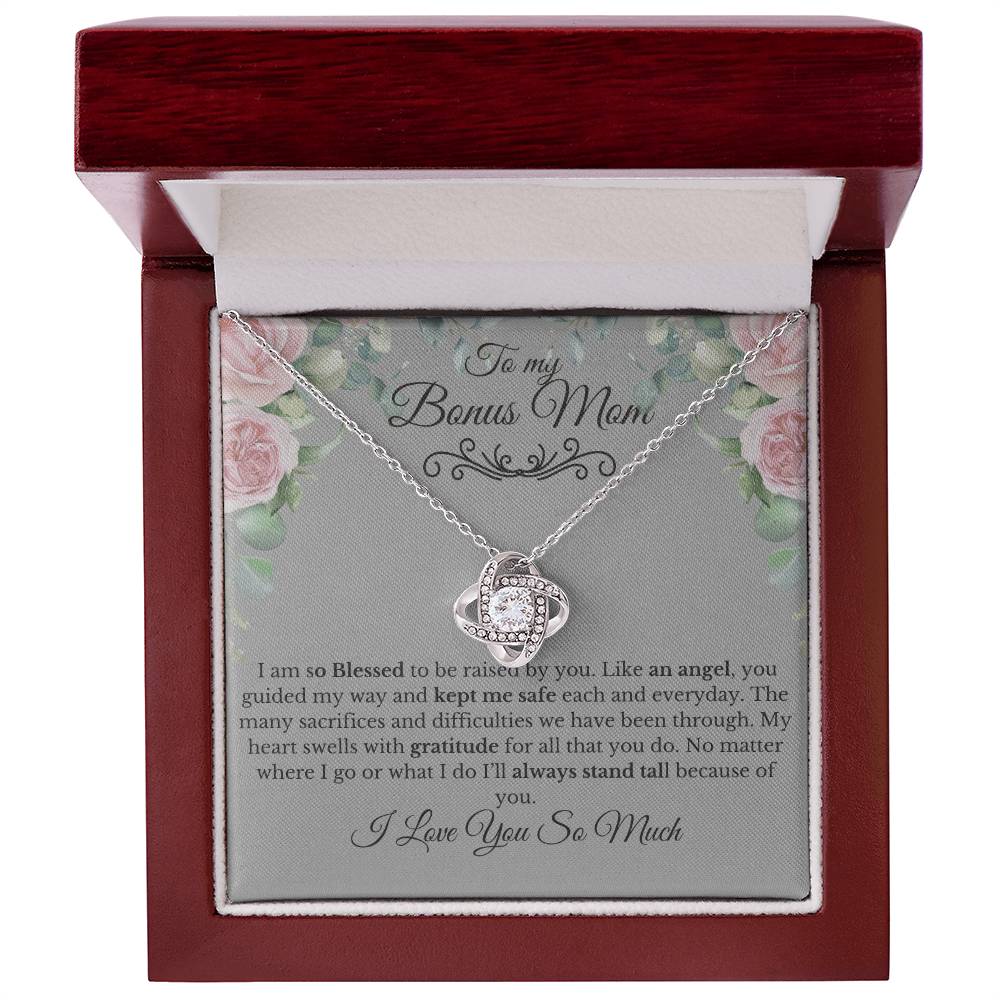 To My Mom-You are my Bonus I Love You |Forever Knot Necklace