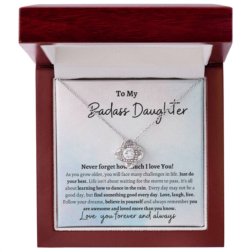 TO MY BADASS DAUGHTER LOVE KNOT NECKLACE