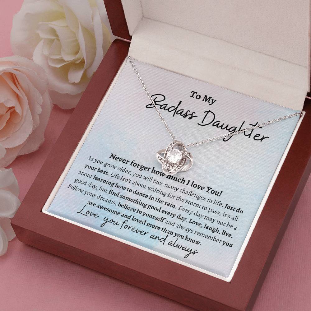 TO MY BADASS DAUGHTER LOVE KNOT NECKLACE