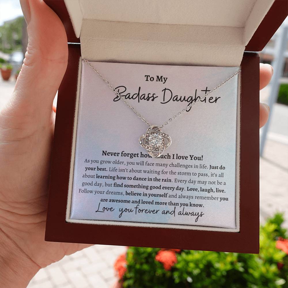 TO MY BADASS DAUGHTER LOVE KNOT NECKLACE