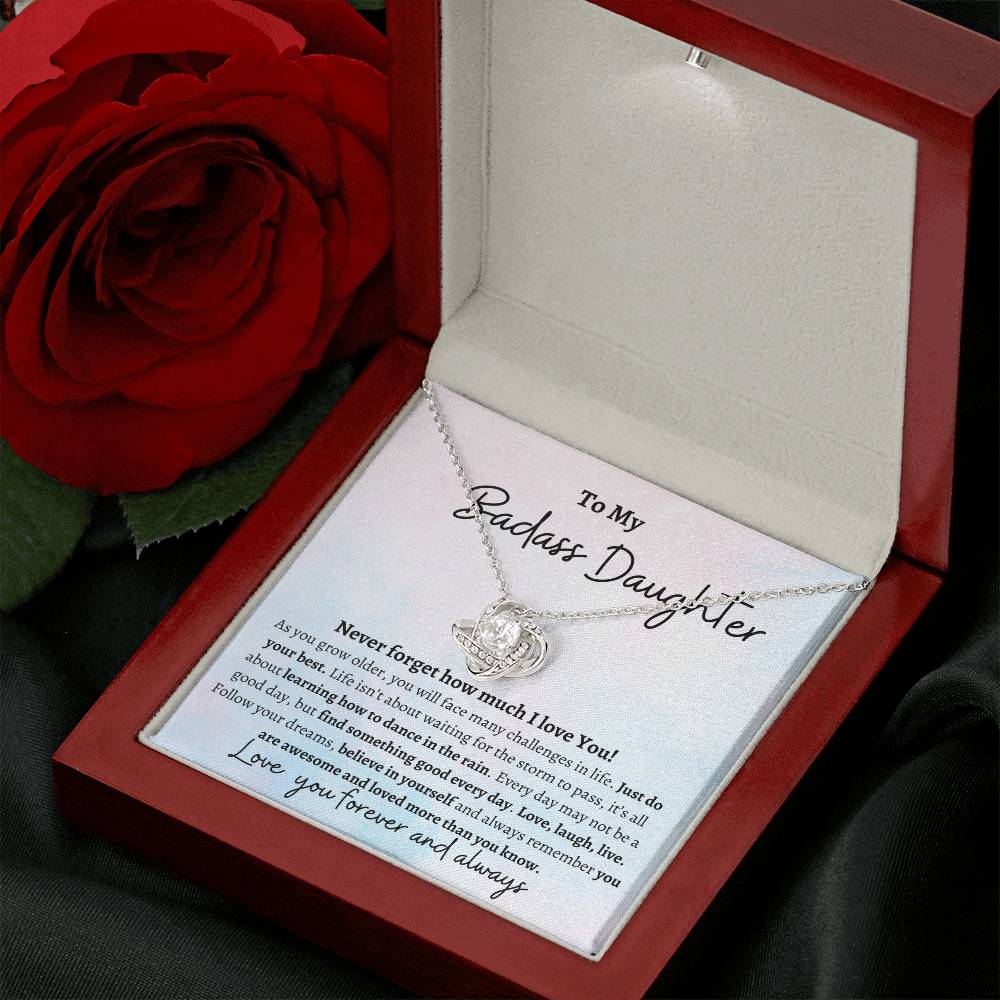 TO MY BADASS DAUGHTER LOVE KNOT NECKLACE