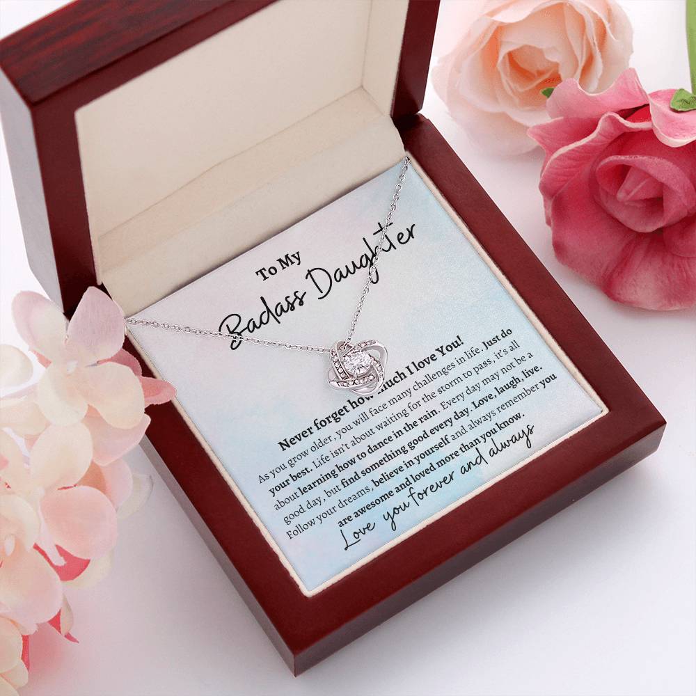 TO MY BADASS DAUGHTER LOVE KNOT NECKLACE