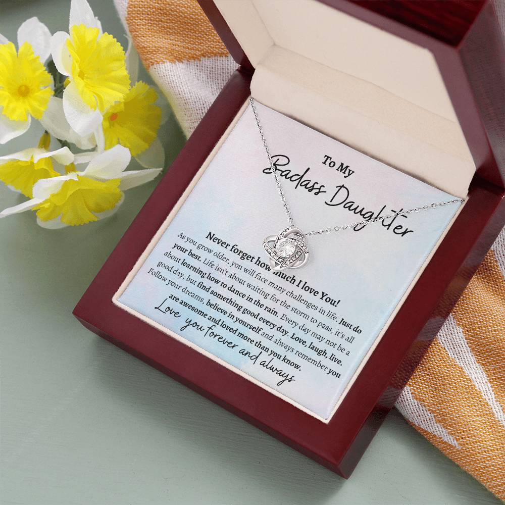 TO MY BADASS DAUGHTER LOVE KNOT NECKLACE