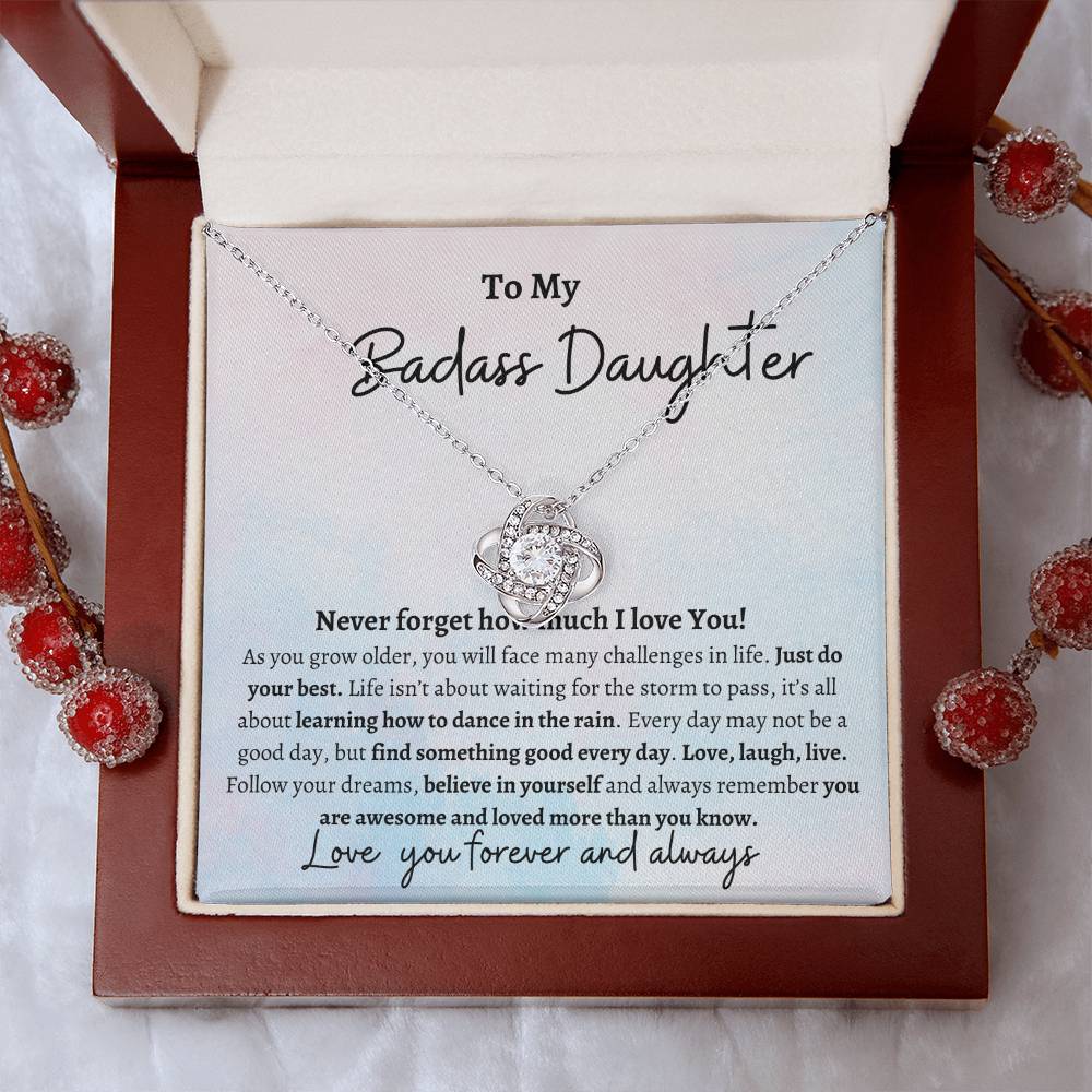 TO MY BADASS DAUGHTER LOVE KNOT NECKLACE