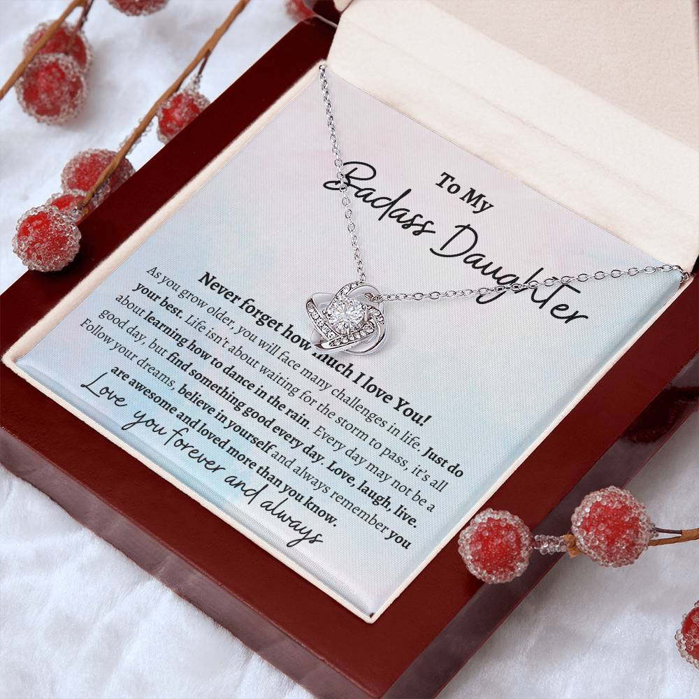 TO MY BADASS DAUGHTER LOVE KNOT NECKLACE