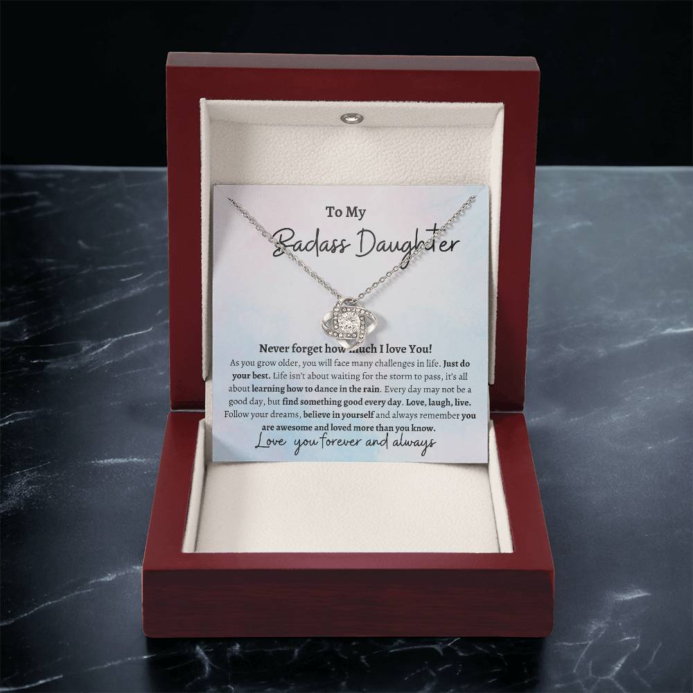 TO MY BADASS DAUGHTER LOVE KNOT NECKLACE