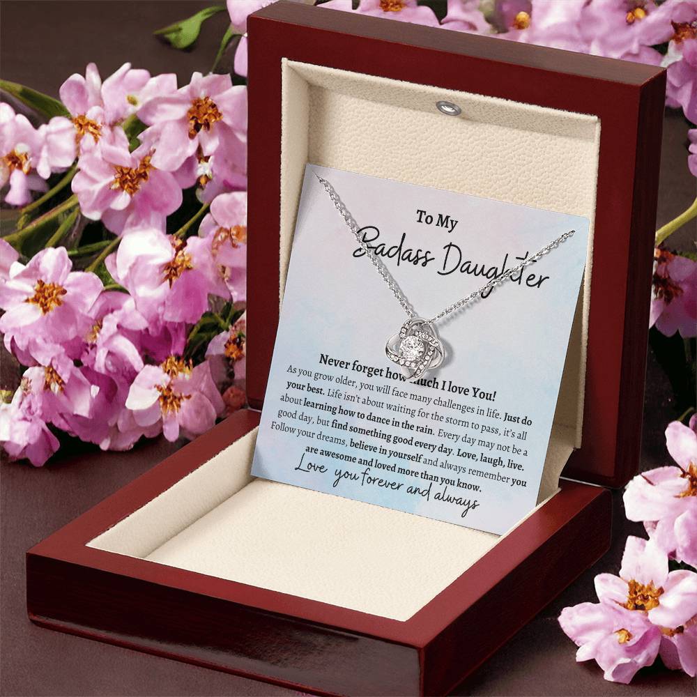 TO MY BADASS DAUGHTER LOVE KNOT NECKLACE