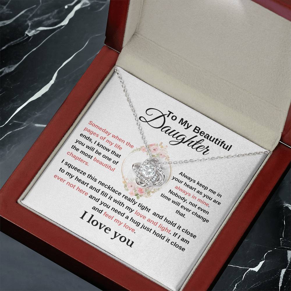 To My Beautiful Daughter-Lovely Love Knot Necklace