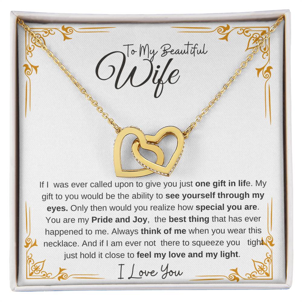 To My Beautiful Wife-My Pride and Joy | Interlocking Hearts Necklace