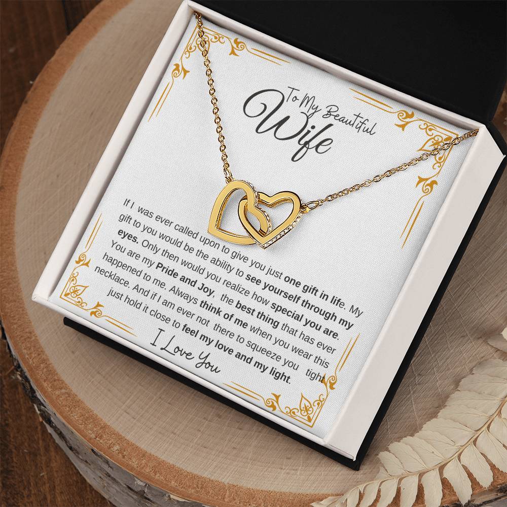 To My Beautiful Wife-My Pride and Joy | Interlocking Hearts Necklace