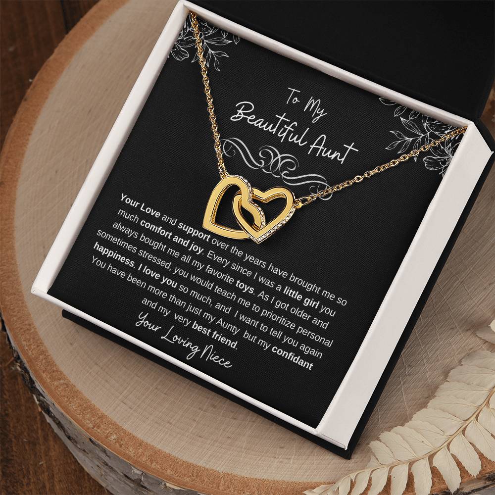 To My Beautiful Aunt-I Love You |Stunning Interlocking Hearts Necklace