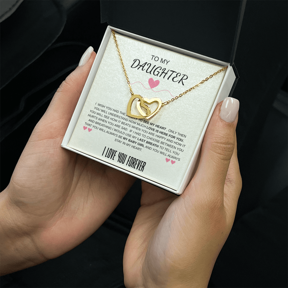 To My Daughter Forever In My Heart Interlocking Necklace