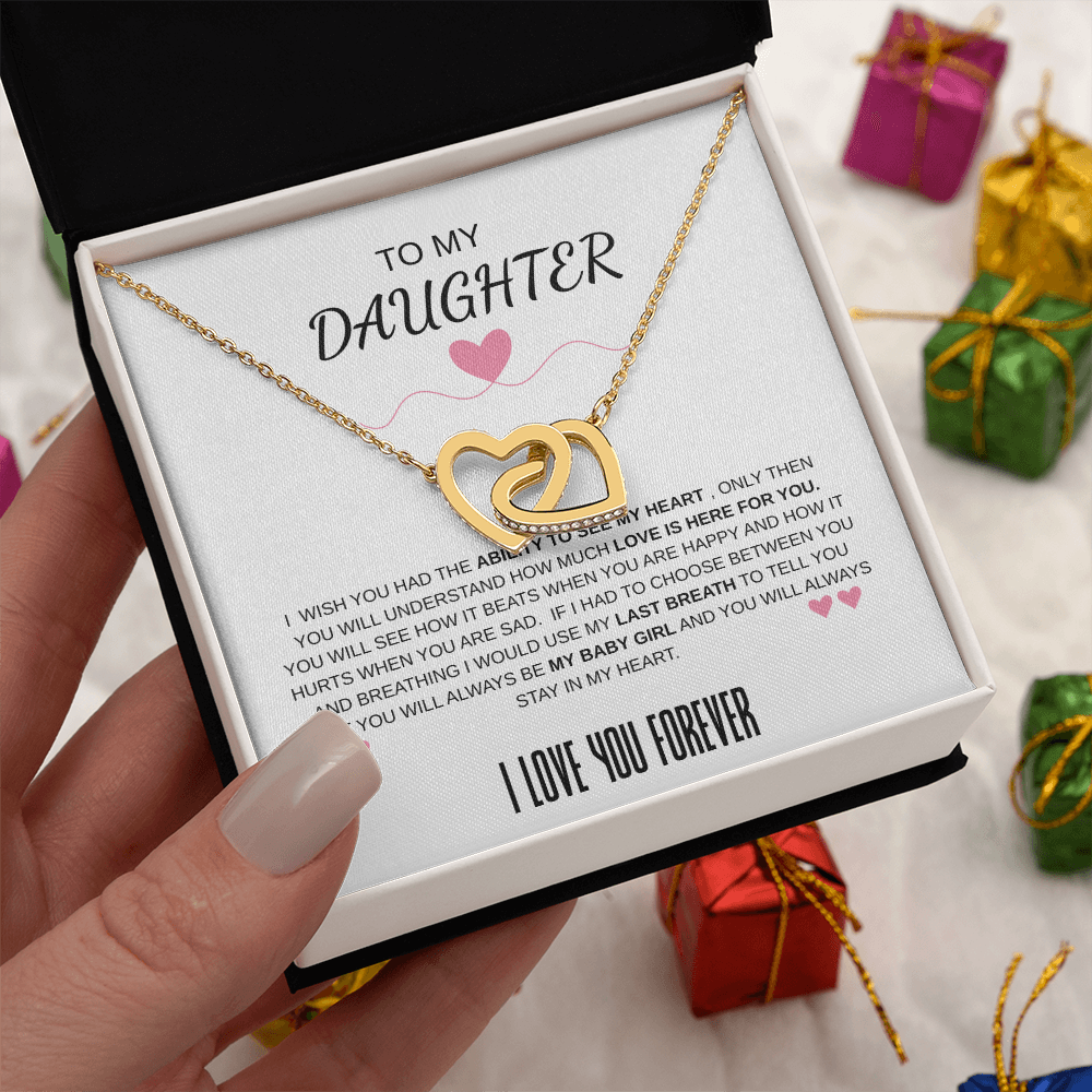 To My Daughter Forever In My Heart Interlocking Necklace