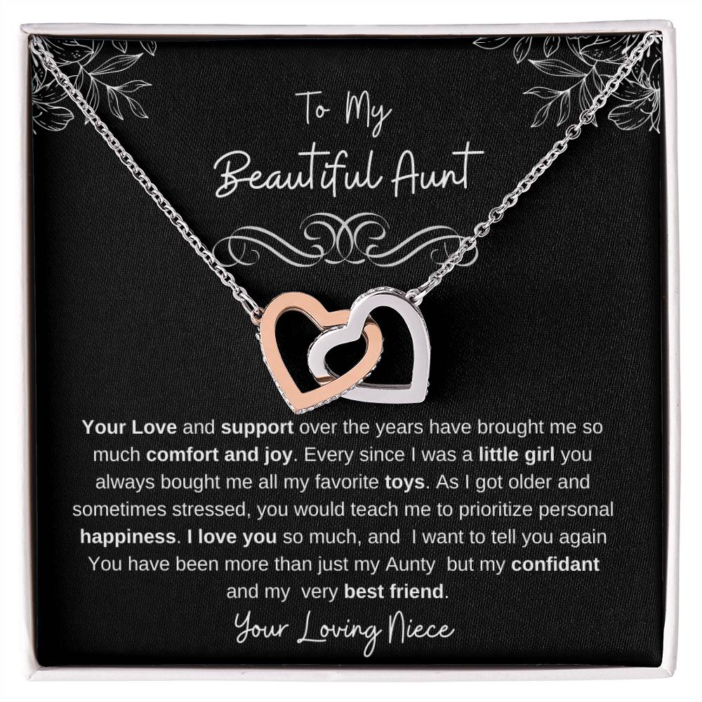 To My Beautiful Aunt-I Love You |Stunning Interlocking Hearts Necklace